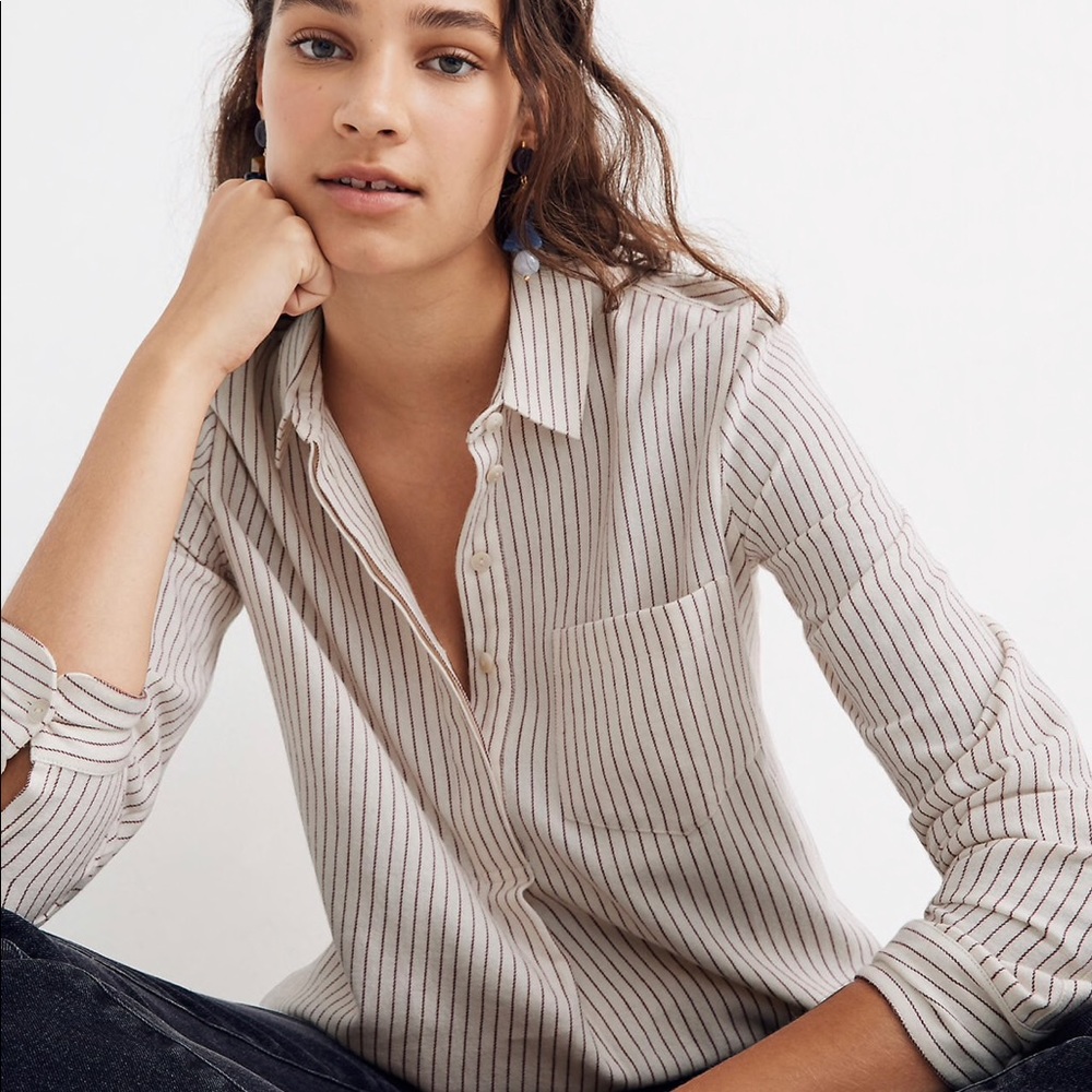 NWT Madewell Flannel Ex-bf button back shirt sz M